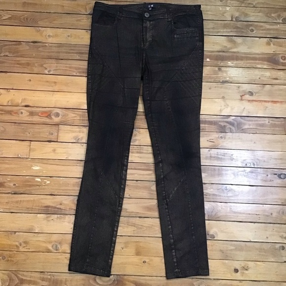 YEST slim fit jeans black sparkle copper powder stretchy size 8-10 - Picture 2 of 16